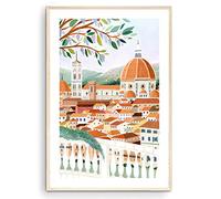 Nationcog Impresión artística de Florencia, catedral de Santa María del Fiore, arte de pared de Italia, regalo de viaje, póster de viaje, impresión de Europa, impresión de Toscana, inauguración de la