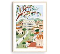 Nationcog Impresión Artística de Roma, Italia y el Coliseo - Póster de Viaje Europeo - Regalo de Inauguración