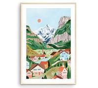 Nationcog Impresión artística de Suiza, arte de pared de montaña, póster de los Alpes suizos, impresión de Grindelwald, Lauterbrunnen, póster de viaje, regalo de inauguración de la casa (sin marco) (9
