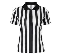 Nationwear Camiseta de Árbitro a Rayas para Hombre y Mujer - Clásica Camiseta Negra y Blanca con Cuello y Media Cremallera, Manga Corta, Ligera de Poliéster de Secado Rápido