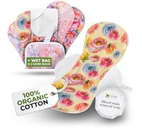 Natissy Compresas Reutilizables de Algodón Orgánico para Mujer, Lavables, Suaves, No Irritantes y Reutilizables - Pack 6 Tallas L+XL - Made in EU