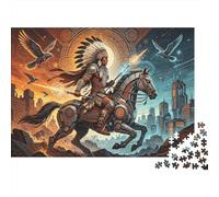Native American 1000 Pieza Puzzle Recycled Mohican Knight Mayores Puzzles Party Game Accesorios Developing Boy & Girl‘s Intelligence Educational Divertido 52x38cm/1000pcs