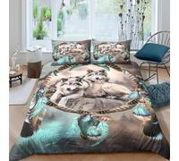 Native American Art Funda de Edredón Microfibra 3 Piezas Compuesto Impresión 3D Cierre de Native American Arte Funda Edredon Fundas de Almohada Transpirable Antialérgica for niños Double（200x200cm）