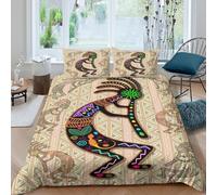 Native American Art Funda Edredon Juego de Ropa de Cama de 3 Piezas Impresión 3D Cierre de Native American Arte Funda de Edredón Funda de Almohada a Juego Transpirable for Ancianos （140x200cm）