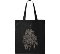 Native American - Bolsa de algodón ecológico natural dibujada a mano, color negro, talla única, Negro -, Talla única