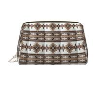 Native American - Bolsa de maquillaje de piel de PVC para cosméticos, organizador de viaje, Gold, One Size
