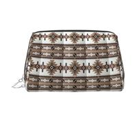 Native American - Bolsa de maquillaje de piel de PVC para cosméticos, organizador de viaje, Silver, One Size