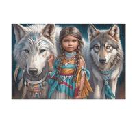 Native American Caballo Lobo Puzzle 1000 Piezas 3D Creativo Colorful Fantasy Fauna Silvestre Rompecabezas para Hombres Y Mujeres Decoración Hogar Moderno Construir Maquetas 1000 PCS