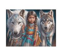 Native American Caballo Lobo Puzzles 500 Piezas Impossible 3D Ultra Difícil Colorful Fantasy Fauna Silvestre Rompecabezas para Adultos Desafío Intelectual Estera Portátil DIY Moderno Creativo 500 PCS