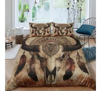 Native American Funda de Edredón Juego de Ropa de Cama de 3 Piezas Impresión 3D Cierre de Native American Arte Estilo Funda Edredon Funda de Almohada a Juego Suave for niños y niñas Double（200x200cm）