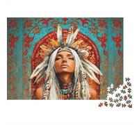 Native American Girl Puzzle for Adultoos 1000P Recyclable Paper Boho Art Puzzle Parent Chico & Chica Accesorios para Juegos Developing Boy & girlren‘s Inteligencia Toy 38x26cm/1000Ps