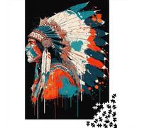 Native American Headdress Art Print Puzzle Imposible,desafío for Adults Entretenimiento Creativo 1000 Piezas Obra De Arte De Juego De para Adultos, Regalos A Partir De 14 Años 38x26cm/1000pcs