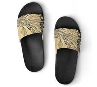 Native American Headdress - Pantuflas de casa para hombre, sandalias de baño para ducha, Estilo:, 36 EU