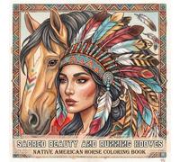 Native American Horse Coloring Book: Indigenous Women with Majestic Horses Coloring Pages For Adults, Stress Relief American Indian Heritage
