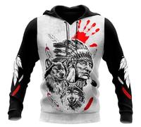 Native American Indian Capucha Mujeres Hombres Tatuaje 3D Impreso Sudadera Vintage Manga Larga Pullover Chaqueta Top