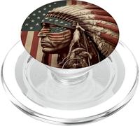 Native American Indian Chief American USA Flag PopSockets PopGrip para MagSafe