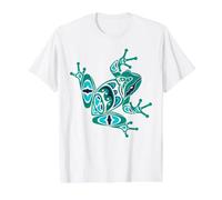 Native American Indian Style Frog Art Pacific Northwest Camiseta gráfica económica, Hombre, Blanco, S