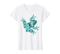 Native American Indian Style Frog Art Pacific Northwest Camiseta gráfica económica, Mujer, Blanco, XS