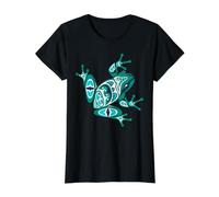Native American Indian Style Frog Art Pacific Northwest Camiseta gráfica económica, Mujer, Negro, M