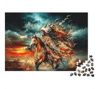 Native American Jigsaw Puzzles 1000Piezas Material Reciclable Mohican Warrior Puzzle for Boy & Girl Divertido Present & Actividad para el Hogar Ideal for Child‘s Birthday Regalo 52x38cm/1000pcs
