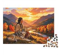 Native American Puzzle 1000 Piezas Material Reciclado Autumn Mountain Puzzle para Niños y Niñas Regalo Divertido y Actividad para Casa Ideal for Child‘s Birthday Gift 38x26cm/1000pcs