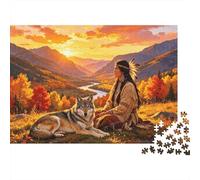 Native American Puzzle for Adultos 1000Piezas Reciclable Paper Autumn Wilderness Jigsaw Puzzle Parent Child Game Props Developing Boy & Girl‘s Intelligence Toy 38x26cm/1000pcs