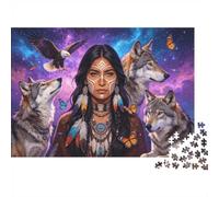 Native American Puzzles 1000 Piezas Papel Reciclado Wolf Spirit Adult Puzzles Desarrolla Boy & Girl‘s Inteligencia Educativo Juego for Familiar 70x50cm/1000piezas