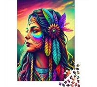 Native American Rompecabezas Rainbow Feather 1000 Piezas de Papel Reciclado para Mujeres y Hombres Difícil y Desafiante 52x38cm/1000pcs