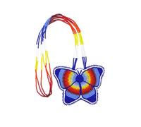Native American Style Beaded Layered Necklace- Ukrainian beaded Necklace Native Handmade Seed Bead Necklace,Tribal ethnic beaded necklace #1 (Butterfly (Blue) Without Earrings)