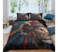 Native American Style Funda Edredon Microfibra Juego de Ropa de Cama de 3 Piezas Impresión 3D Cierre de Native American Estilo Funda de Edredón Funda de Almohada a Juego Suave for Ancianos