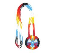 Native American Style Layered Beaded Necklace- Medallion beaded Necklace Handmade Seed Bead Necklace,Tribal ethnic beaded necklace MN-25-33 (Red Thunder bird)