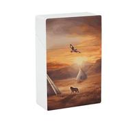 Native American Tribes - Estuche para cigarrillos de plástico duro con tapa abatible, delgado, tamaño de bolsillo, para cigarrillos de 18 a 20 cigarrillos tamaño King, a prueba de aplastamientos