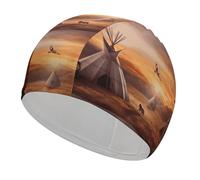 Native American Tribes - Gorro de natación de alta elasticidad para mujeres y hombres, duradero, impermeable, mantiene el cabello seco, perfecto para piscina, playa, natación