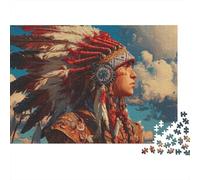 Native American Warrior Art Puzzle Imposible,desafío para Adultos Entretenimiento Creativo 1000 Piezas Obra De Arte De Juego De para Adultos Y Niños 38x26cm/1000pcs