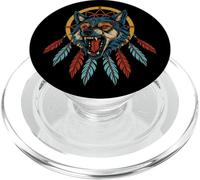 Native American Wolf Dreamcatcher Plumas indígenas de la PopSockets PopGrip para MagSafe