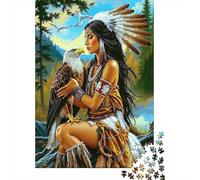 Native American Woman Rompecabezas para Adultos Eagle Spirit 1000 Piezas de Papel Reciclado para Adultos Divertido y Desafiante Familiar 52x38cm/1000pcs
