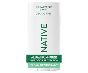 Native Desodorante natural para mujeres y hombres, vegano, libre de gluten y crueldad, sin aluminio, parabenos ni sulfatos, eucalipto y menta