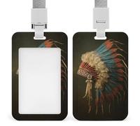 Native Headdress - Portatarjetas de identificación con clip retráctil, protector de tarjetas, etiqueta de nombre para trabajo, oficina, médico, enfermera