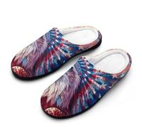 Native U.S.A Eagle - Pantuflas de franela para hombre, espuma viscoelástica, suaves, cálidas, estampadas, Estilo 14., 45/46 EU