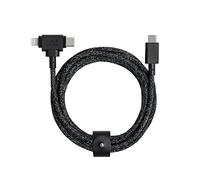 Native Union Belt Cable Duo - Cable de carga universal trenzado ultra resistente de (1,5 m) - Conectores 2 en 1 multidispositivo con certificación MFi para dispositivos Lightning y Type-C (Cosmos)
