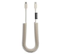 Native Union USB-C Pop Cable XL, cable de carga USB-C extensible en espiral de 2,4 m, compatible con iPhone Air, 17e, 17 Pro Max, iPad Pro M5, Galaxy S26 y Fold 7 (Arenisca)
