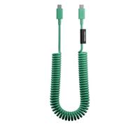 Native Union USB-C Pop Cable XL, cable de carga USB-C extensible en espiral de 2,4 m, compatible con iPhone Air, 17e, 17 Pro Max, iPad Pro M5, Galaxy S26 y Fold 7 (Pino)