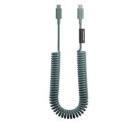 Native Union USB-C Pop Cable XL, cable de carga USB-C extensible en espiral de 2,4 m, compatible con iPhone Air, 17e, 17 Pro Max, iPad Pro M5, Galaxy S26 y Fold 7 (Verde pizarra)