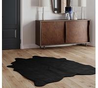 NativeSkins Alfombra de piel de vaca sintética, color negro medianoche (pequeño), 3 x 4 pies, estampado de vaca, decoración de dormitorio occidental, cortada a mano, parte trasera antideslizante