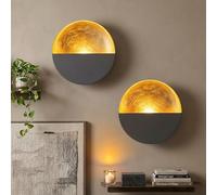 NativeSkins Eclipse - Candelabro de Pared de Metal para decoración - Juego de Dos candelabros Decorativos Hechos a Mano para Sala de Estar, baño, Comedor, candelabros de té Dorados