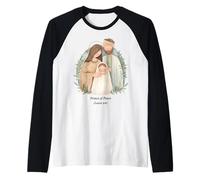 Natividad Boho Príncipe de la Paz Navidad Camiseta Manga Raglan
