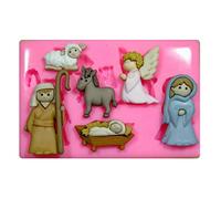 Natividad de la escuela Navidad Molde de silicona para la torta de Decoración Pastel de Cupcake Toppers Glaseado Sugarcraft Tool por Fairie Blessings