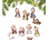 Natividad de Navidad Figuras - Resin Sainte-Famille State, Juego de Comedor de 11 Piezas | Decoración Coleccionable Religiosa para Mesa de Armario de Mesa