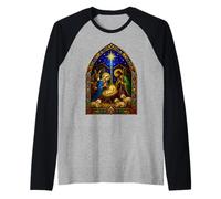 Natividad Familia Santa Belén Estrella Catedral Mosaico Arte Camiseta Manga Raglan