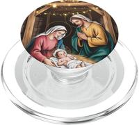 Natividad navideña bebé Jesús Manger Escena a Cuadros PopSockets PopGrip para MagSafe